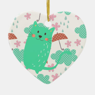 Ornement En Céramique Chats en pluie