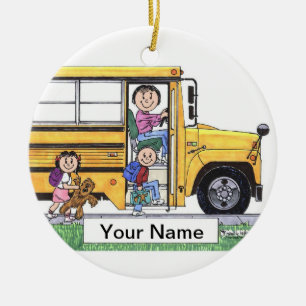 Ornement En Céramique Chauffeur d'autobus scolaire - femelle