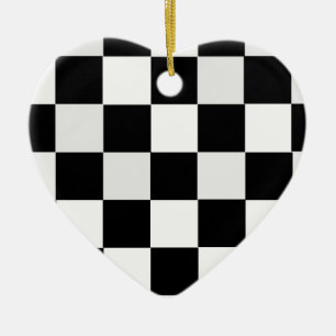 Ornement En Céramique Checkered noir et blanc