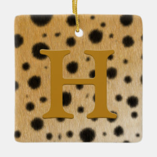 Ornement En Céramique Cheetah Fur Tan Monogramme et message personnalisé