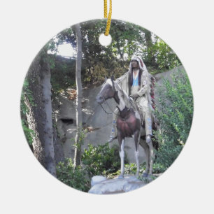 Ornement En Céramique Chef indien indigène avec le cheval
