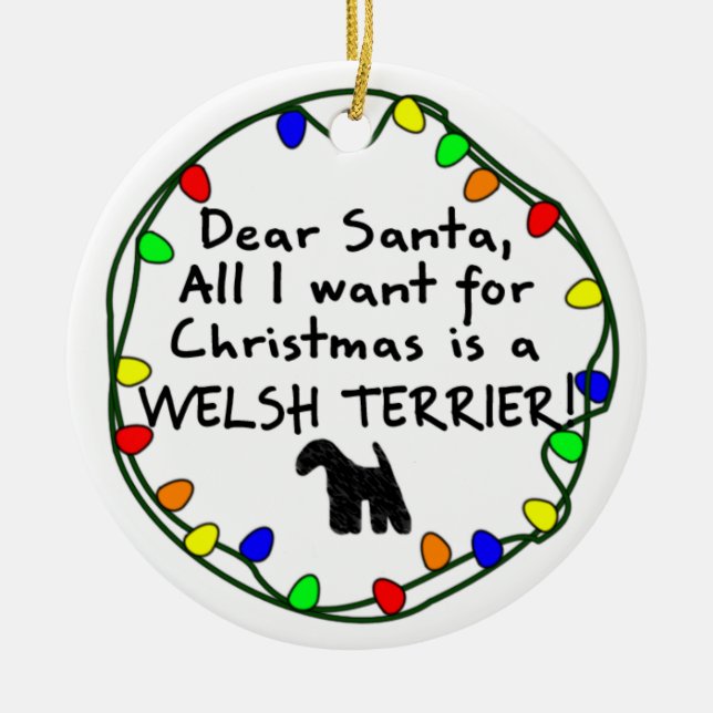 Ornement En Céramique Cher Père Noël gallois Terrier (Devant)