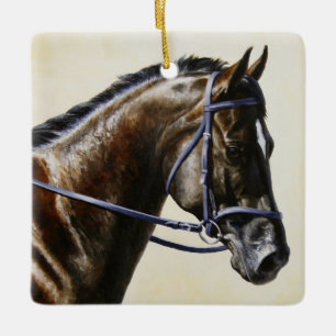 Ornement En Céramique Cheval de dressage Dark Brown Bay Trakehner