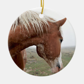 Ornement En Céramique Cheval de trait dans la brume - stupéfaction
