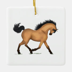 Ornement En Céramique Cheval Dun Dun Trotting Personnalisé Noël