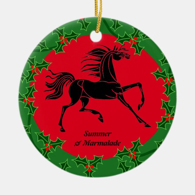 Ornement En Céramique Cheval et cavalier Noël personnalisé (Devant)