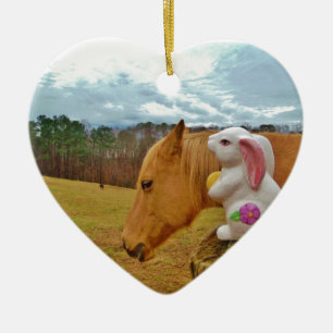 Ornement En Céramique Cheval Jaune, Lapin De Printemps