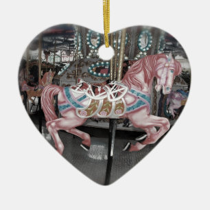 Ornement En Céramique Cheval rose de carrousel