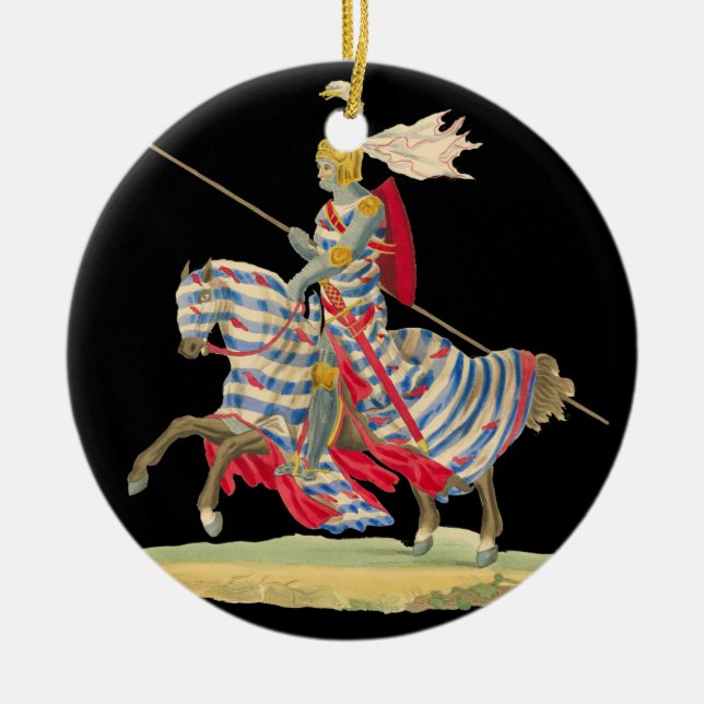 Ornement En Céramique Chevalier de Noël en armure (Devant)