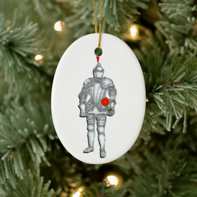 Ornement en céramique Chevalier en armure brillant (Arbre)
