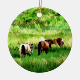 ORNEMENT EN CÉRAMIQUE CHEVAUX