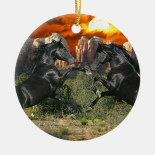 Ornement En Céramique Chevaux d'imaginaire : Magie noire