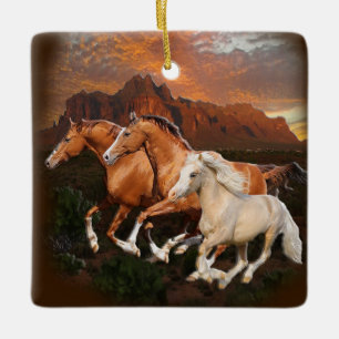 Ornement En Céramique Chevaux sauvages d'Arizona