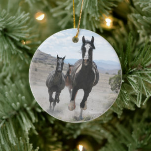 Ornement En Céramique Chevaux sauvages de l'Utah courant