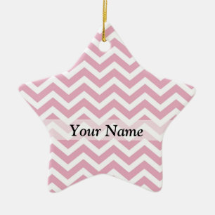 Ornement En Céramique chevron rose et blanc