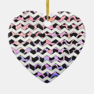 Ornement En Céramique Chevron rose et noir Dalmation
