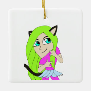 Ornement En Céramique chibi catgirl