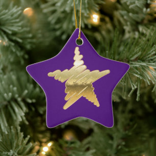 Ornement En Céramique Chic Noël métal étoile or violet