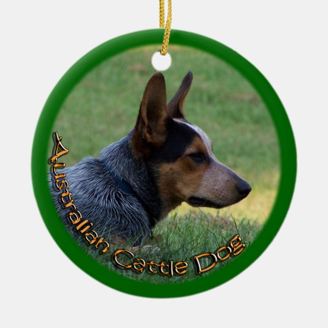 ORNEMENT EN CÉRAMIQUE CHIEN AUSTRALIEN DE BÉTAIL - HEELER BLEU - (Devant)