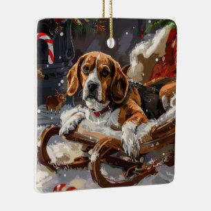 Ornement En Céramique Chien Beagle Noël Festif