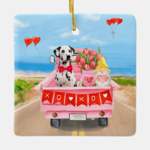 Ornement En Céramique Chien dalmate Saint Valentin Coeurs de Camion
