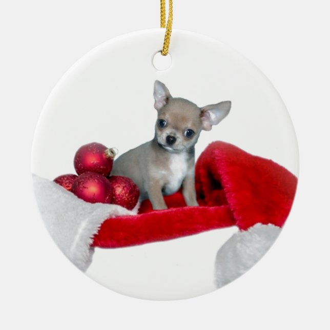 Ornement En Céramique Chien de chiwawa de Noël (Devant)