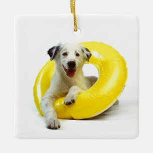 ORNEMENT EN CÉRAMIQUE ***CHIEN EN TUBE INTÉRIEURE*** ORNAMENT DE CHRISMA