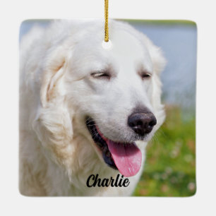 Ornement En Céramique Chien Gardien des Pyrénées Blanches