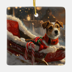 Ornement En Céramique Chien Jack Russell Noël Festif