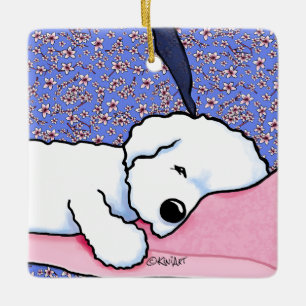 Ornement En Céramique Chien KiniArt Tired Bichon