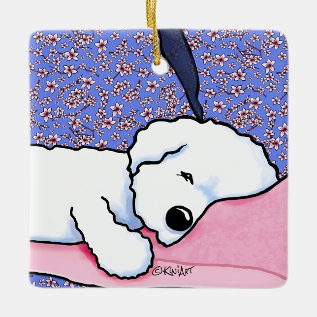 Ornement En Céramique Chien KiniArt Tired Bichon (Devant)