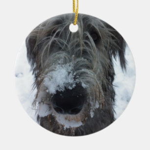 Ornement En Céramique chien-loup irlandais jouant dans la neige