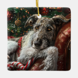 Ornement En Céramique Chien Louveteau Noël Festif