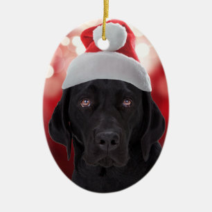 Ornement En Céramique Chien noir de labrador retriever