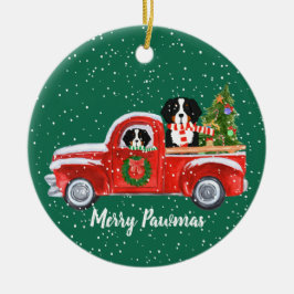 Ornement En Céramique Chiens de Noël personnalisés Berner Truck rouge