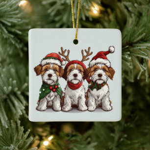 Ornement En Céramique Chiens de Noël Welsh Wire Fox Terrier