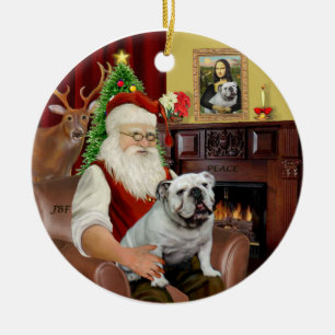Ornement En Céramique Chiffre-taureau père Noël-Anglais