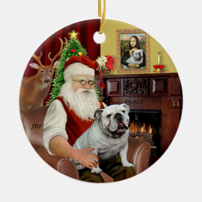 Ornement En Céramique Chiffre-taureau père Noël-Anglais (Devant)
