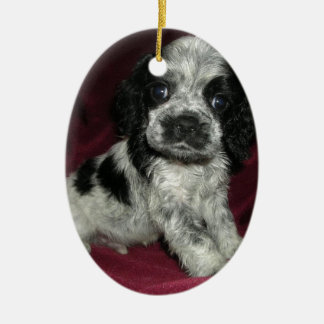 Ornement En Céramique chiot américain rouan de cocker, Apollo