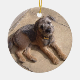 Ornement En Céramique Chiot de Terrier de frontière
