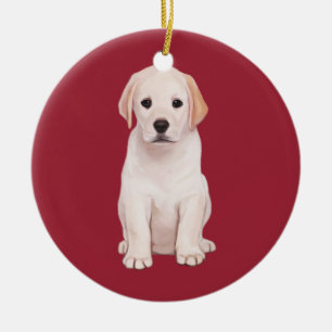 Ornement En Céramique Chiot jaune du Labrador