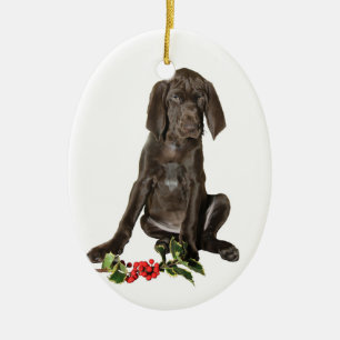 Ornement En Céramique Chiot pointeur de Noël