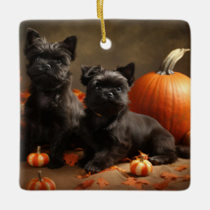 Ornement En Céramique Chiots Bouledogue Français Délice d'Automne Citrou