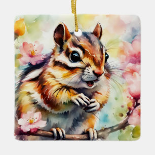 Ornement En Céramique Chipmunk du printemps