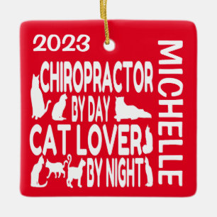 Ornement En Céramique Chiropractor aime les chats PERSONNALISÉ