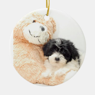 ORNEMENT EN CÉRAMIQUE CHITZU ET TEDDY OURS ORNAMMENT