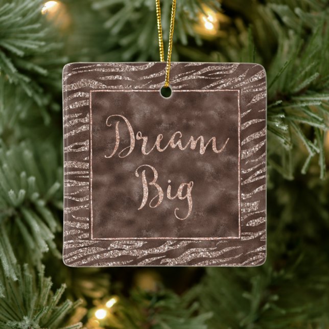 Ornement En Céramique Chocolat Brown Zebra Parties scintillant Dream     (Arbre)