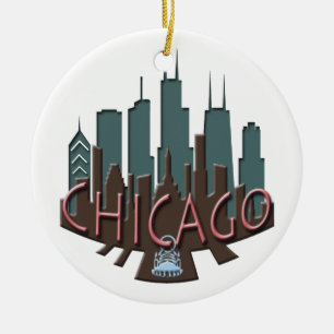 Ornement En Céramique Chocolat de newwave d'horizon de Chicago