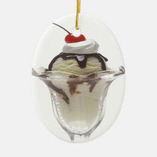Ornement En Céramique Chocolat Ice Cream Sundae Ornament
