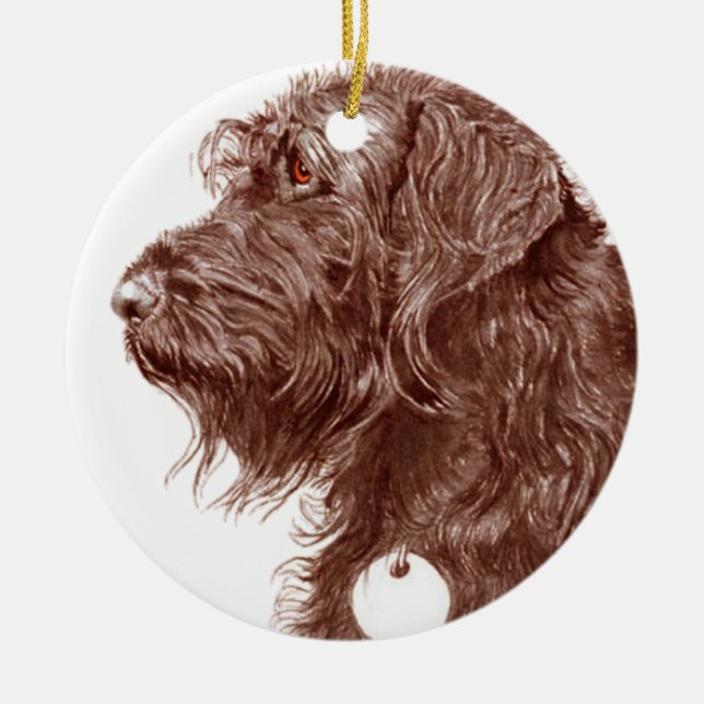 Ornement En Céramique Chocolat Labradoodle (Devant)
